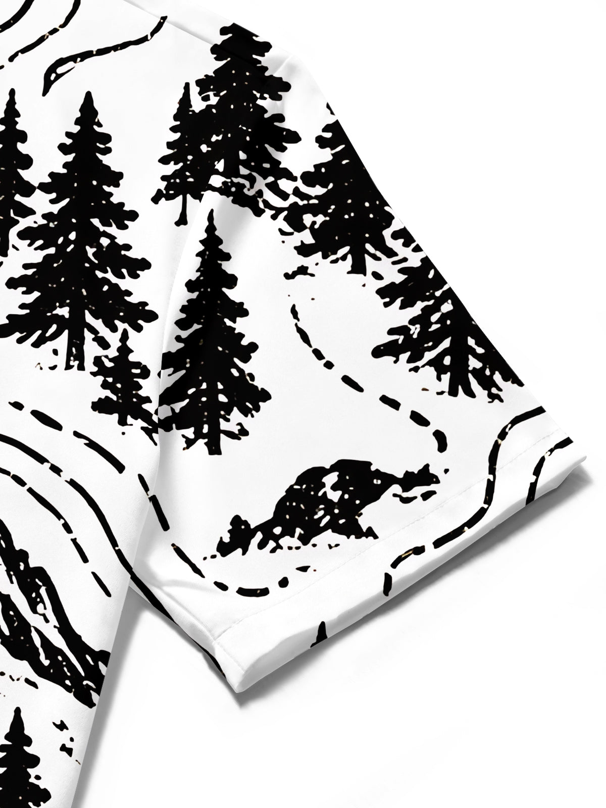 Adaychic Men's Short Sleeve Shirt - Mountain Landscape With Pine Trees And Topographic Lines Print with Chest Pocket