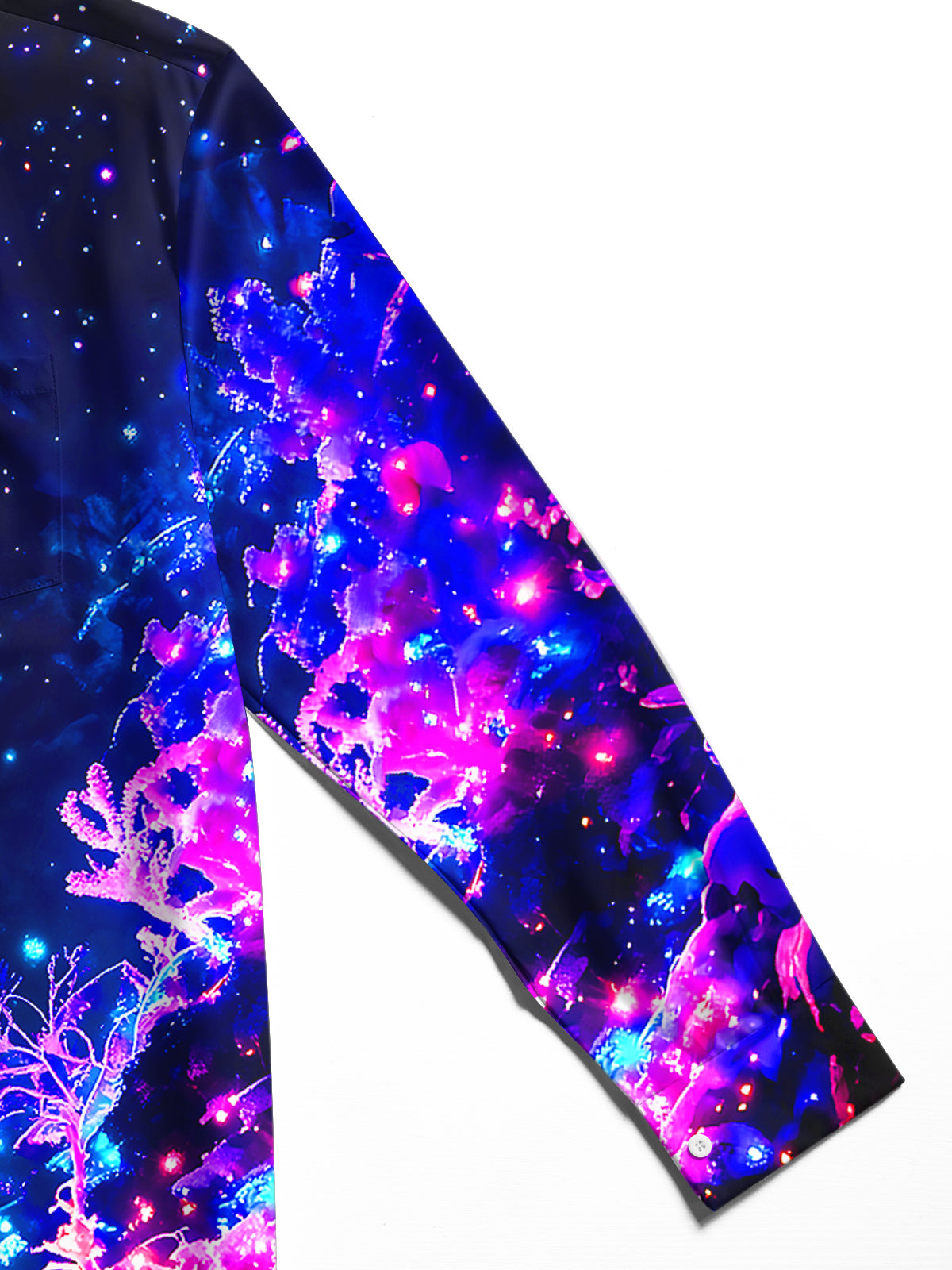 Adaychic Men's Printed Neon Winter Forest Print Long Sleeve Shirt with Chest Pocket