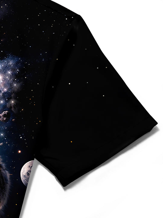 Dark Cat Earth Men's Pocket Short Sleeve Shirts
