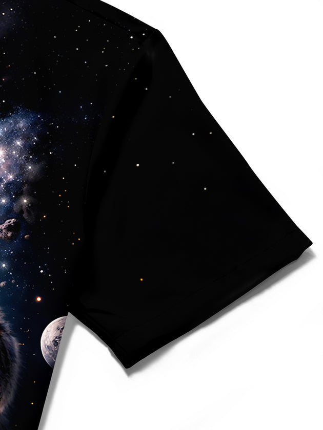 Dark Cat Earth Men's Pocket Short Sleeve Shirts