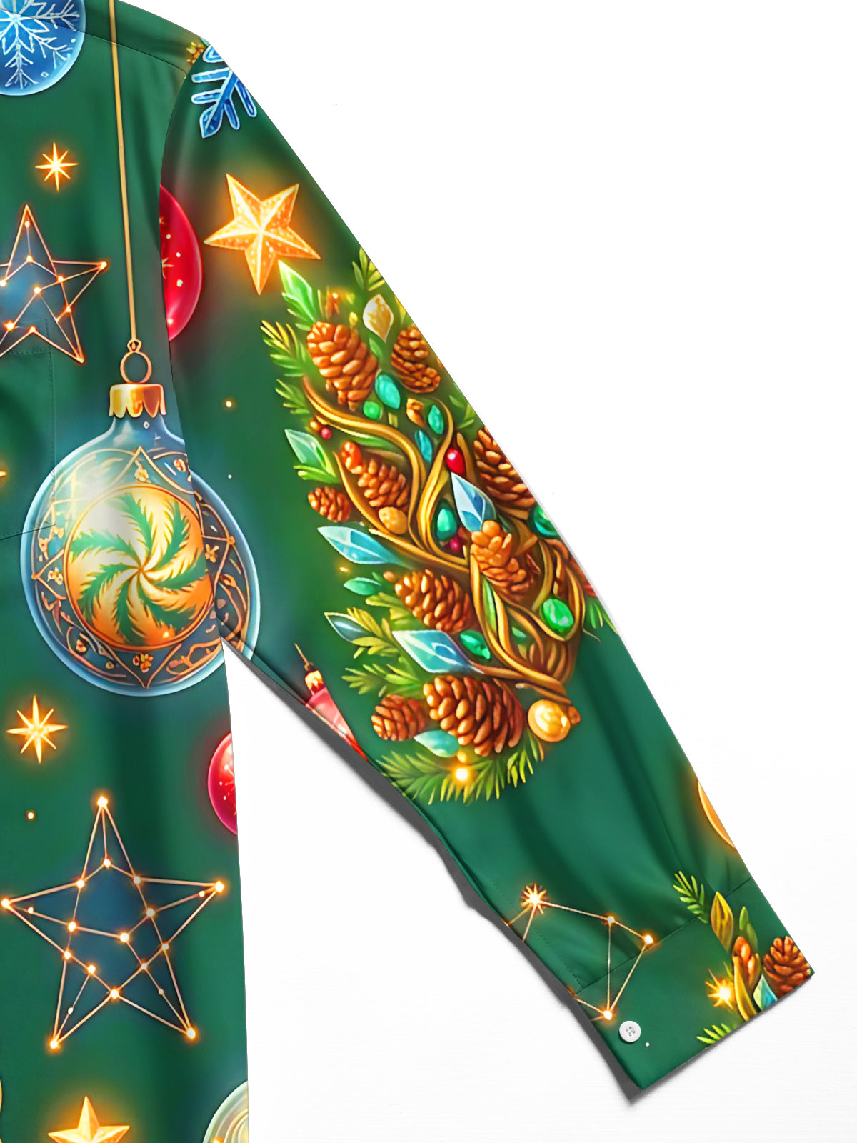 Adaychic Men's Graphic Christmas Trees And Ornaments Print Long Sleeve Shirt with Chest Pocket