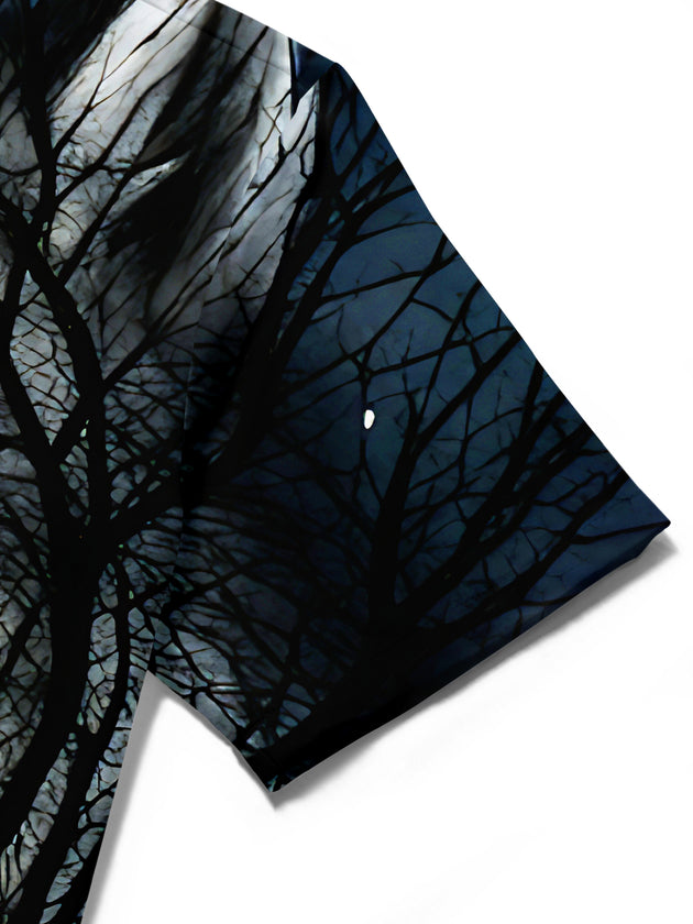 Adaychic Forest Angry Wolf Men's Short Sleeve Shirt with Chest Pocket