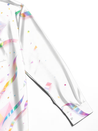Adaychic Men's Printed Candy And Confetti Print Long Sleeve Shirt with Chest Pocket