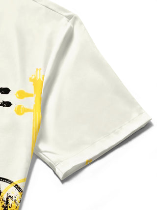 Adaychic Men's Printed Colorful Violin Print Short Sleeve Shirt with Chest Pocket
