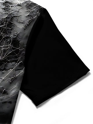 Adaychic Men's Graphic Skull Print Spider Print Short Sleeve Shirt with Chest Pocket