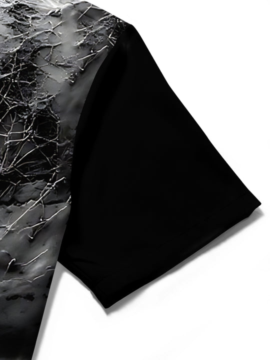 Adaychic Men's Graphic Skull Print Spider Print Short Sleeve Shirt with Chest Pocket