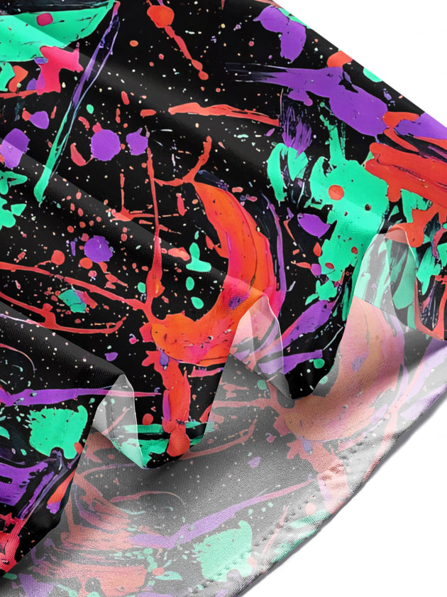 Adaychic Men's Long Sleeve Shirt - Abstract Colorful Paint Splatters And Brushstrokes Print with Chest Pocket