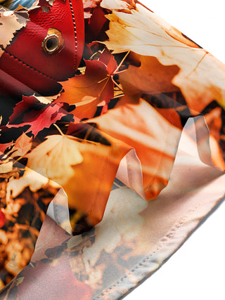 Adaychic Men's Graphic Football Print Autumn Leaves Print Long Sleeve Shirt with Chest Pocket
