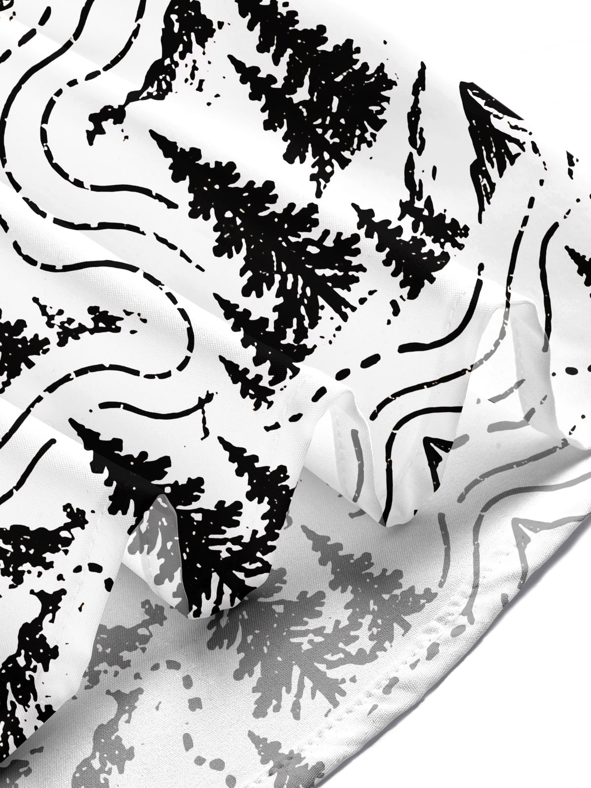 Adaychic Men's Short Sleeve Shirt - Mountain Landscape With Pine Trees And Topographic Lines Print with Chest Pocket