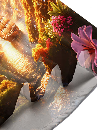Adaychic Men's Hawaiian Fantasy Eye Landscape Print Short Sleeve Shirt with Chest Pocket