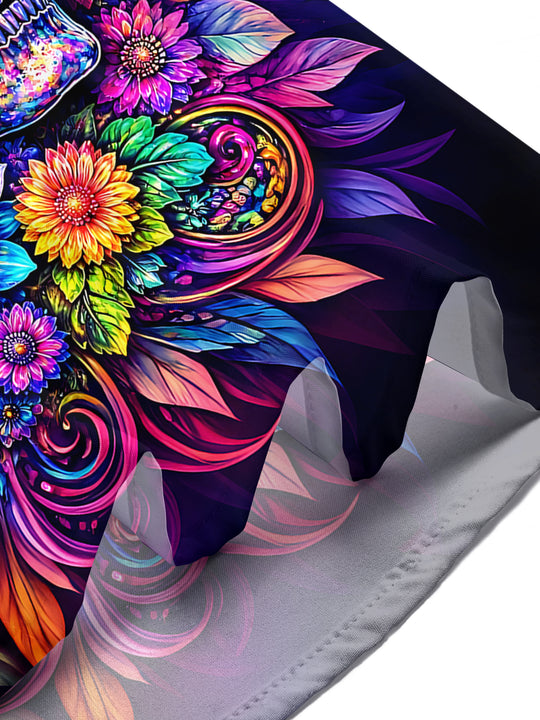 Skull Floral Men's Pocket Short Sleeve Shirts