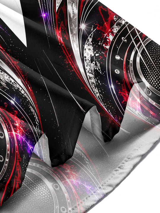 Adaychic Men's Abstract Lightning Bolts And Neon Sparks Print Long Sleeve Shirt with Chest Pocket