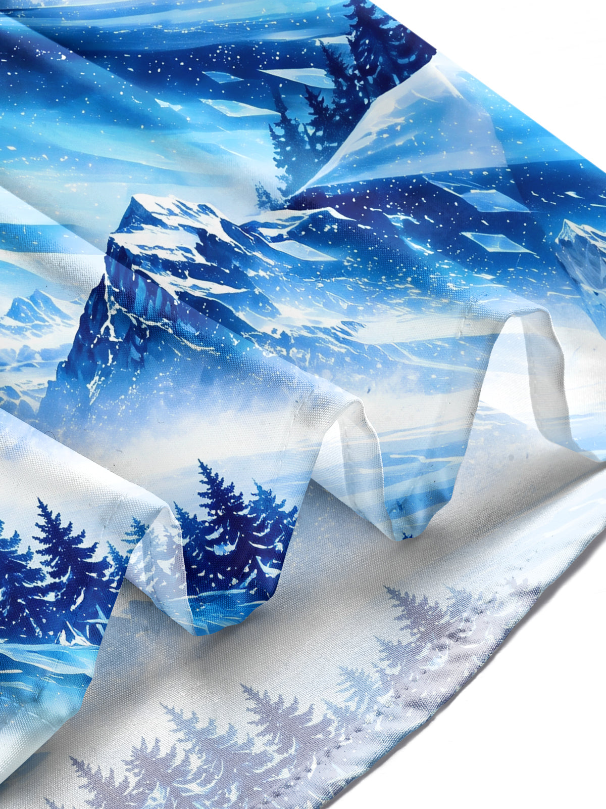 Adaychic Men's Printed Snowy Mountains And Pine Forest Print Long Sleeve Shirt with Chest Pocket