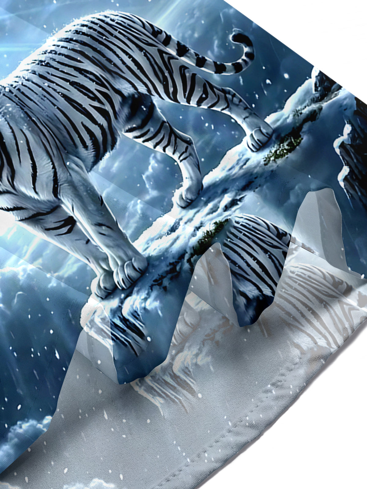Adaychic Men's Graphic White Tiger Print Short Sleeve Shirt with Chest Pocket