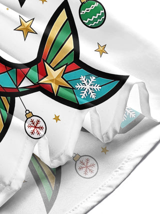 Adaychic Men's Geometric Fish With Santa Hat Print Long Sleeve Shirt with Chest Pocket
