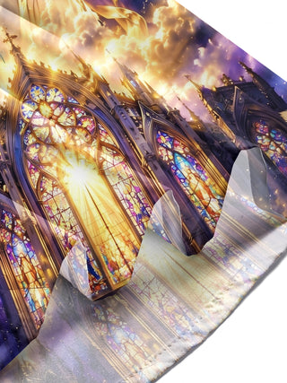 Adaychic Men's Long Sleeve Shirt - Christmas Trumpeter Angel And Gothic Cathedral Print with Chest Pocket