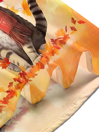 Adaychic Men's Hawaiian Autumn Maple Leaves Print Short Sleeve Shirt with Chest Pocket