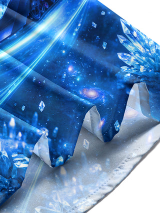 Adaychic Men's Long Sleeve Stand Collar Shirt - Crystal Train And Aurora Borealis Print