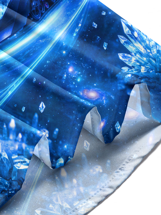 Adaychic Men's Long Sleeve Stand Collar Shirt - Crystal Train And Aurora Borealis Print
