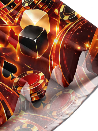 Adaychic Men's Roulette Wheel And Casino Elements Print Long Sleeve Shirt with Chest Pocket