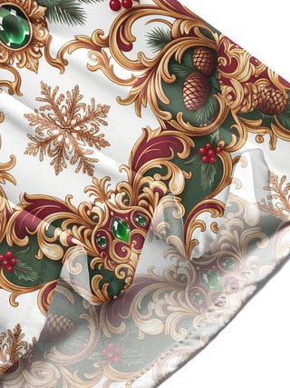Adaychic Men's Crowned Lion And Christmas Wreath Print Long Sleeve Shirt with Chest Pocket