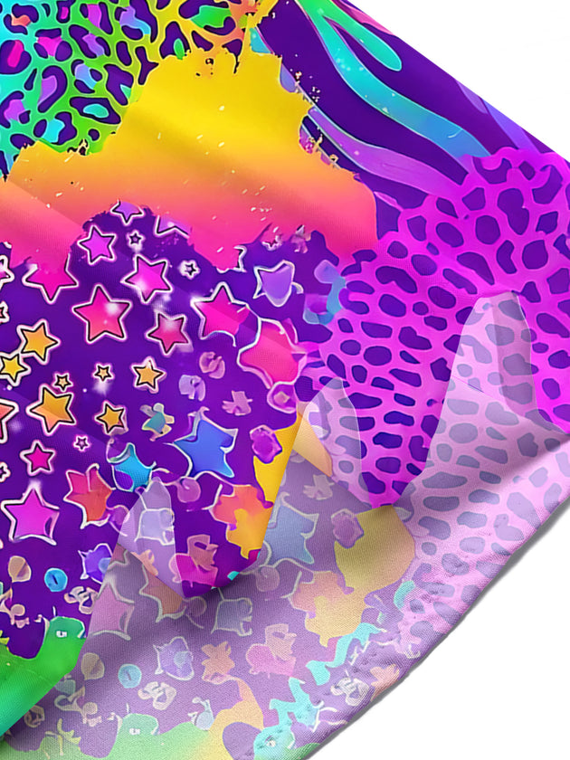 Tie Dye Leopard Men's Pocket Short Sleeve Shirts