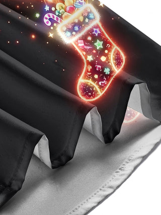 Adaychic Men's Graphic Neon Christmas Stocking Print Long Sleeve Shirt with Chest Pocket