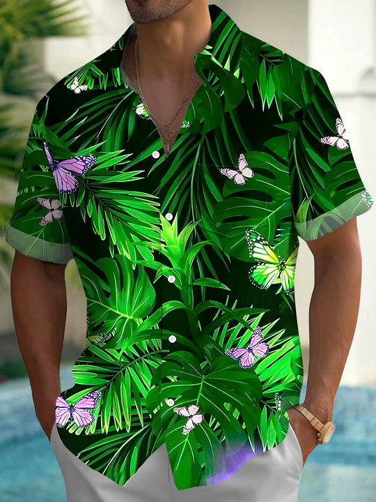 men's Hawaiian shirt front view tropical beach vacation