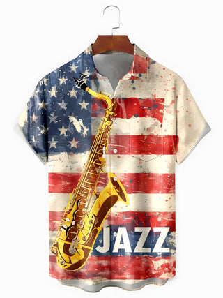 men's retro print shirt front view Independence Day