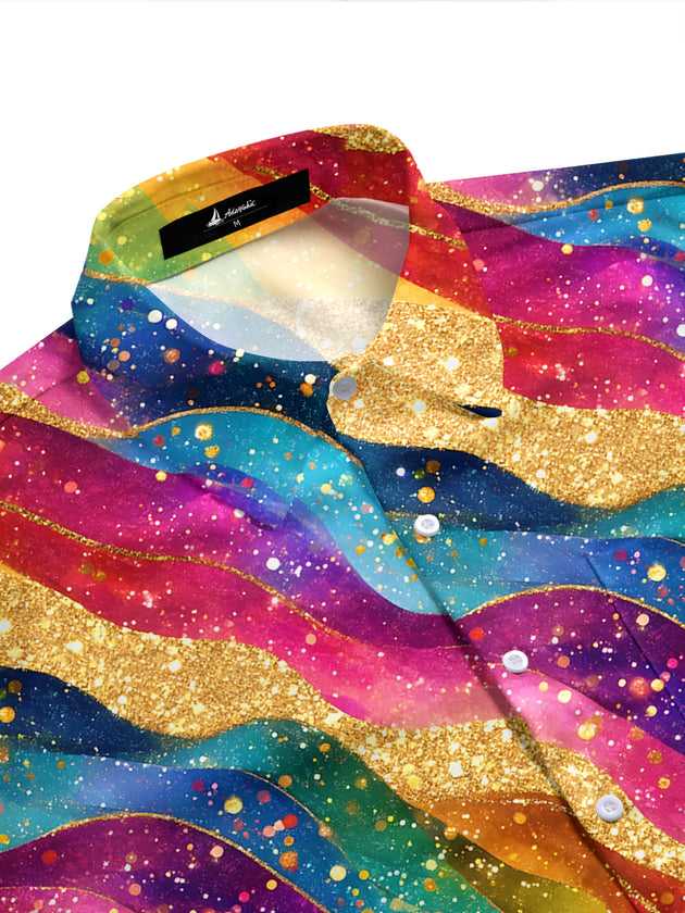 Tie Dye Stripes Men's Pocket Short Sleeve Shirts