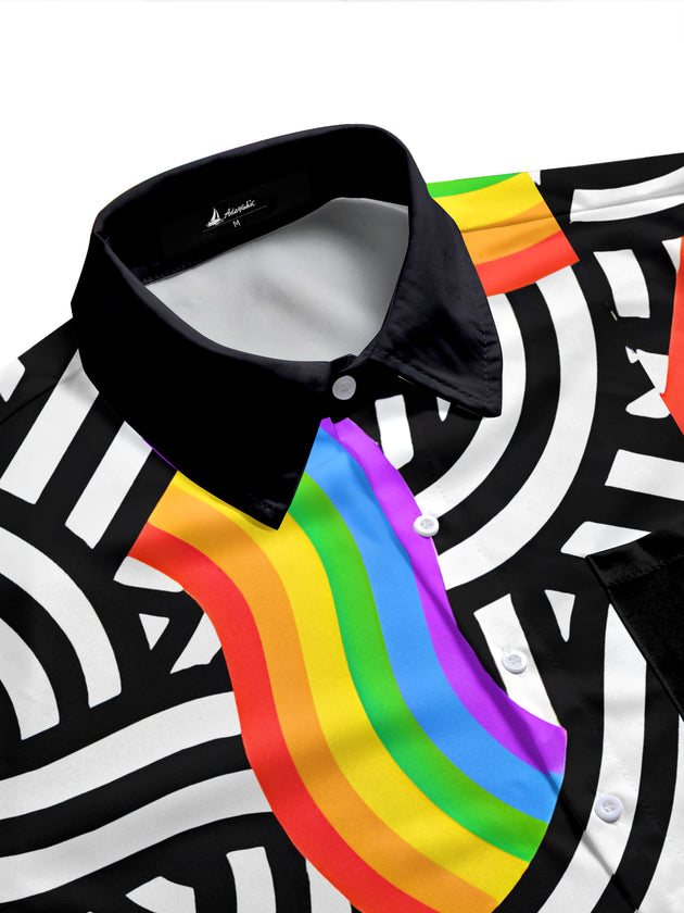 Geometry Pride Month Men's Pocket Short Sleeve Shirts