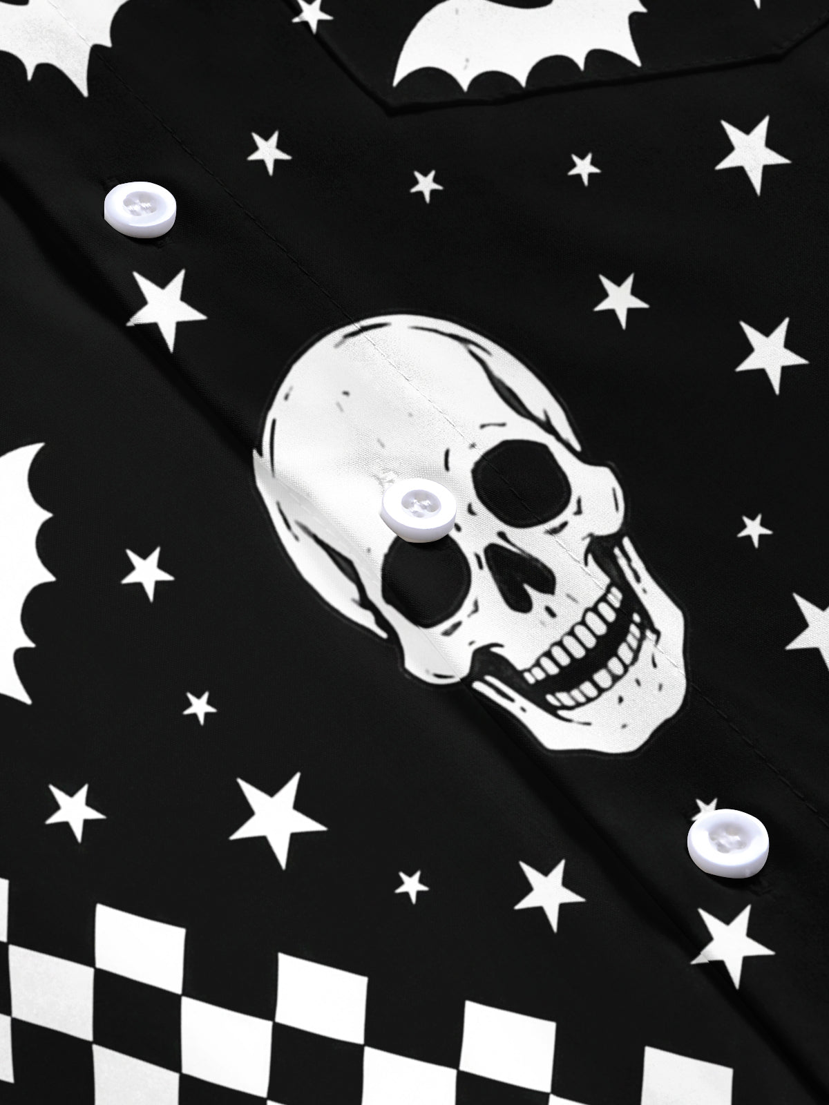 Adaychic Men's Graphic Halloween Skulls Print Short Sleeve Shirt with Chest Pocket