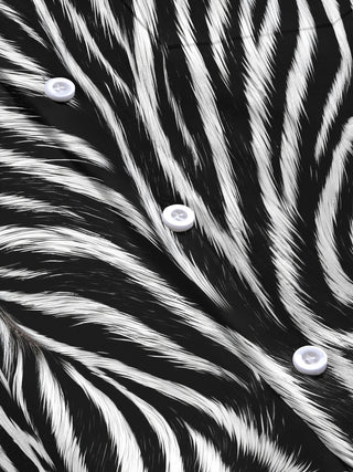 Adaychic Men's Patterned Zebra Animal Print Long Sleeve Shirt with Chest Pocket