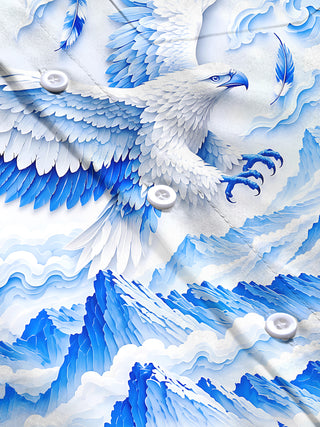 Adaychic Men's Graphic Eagle With Wings And Mountains Print Long Sleeve Shirt with Chest Pocket