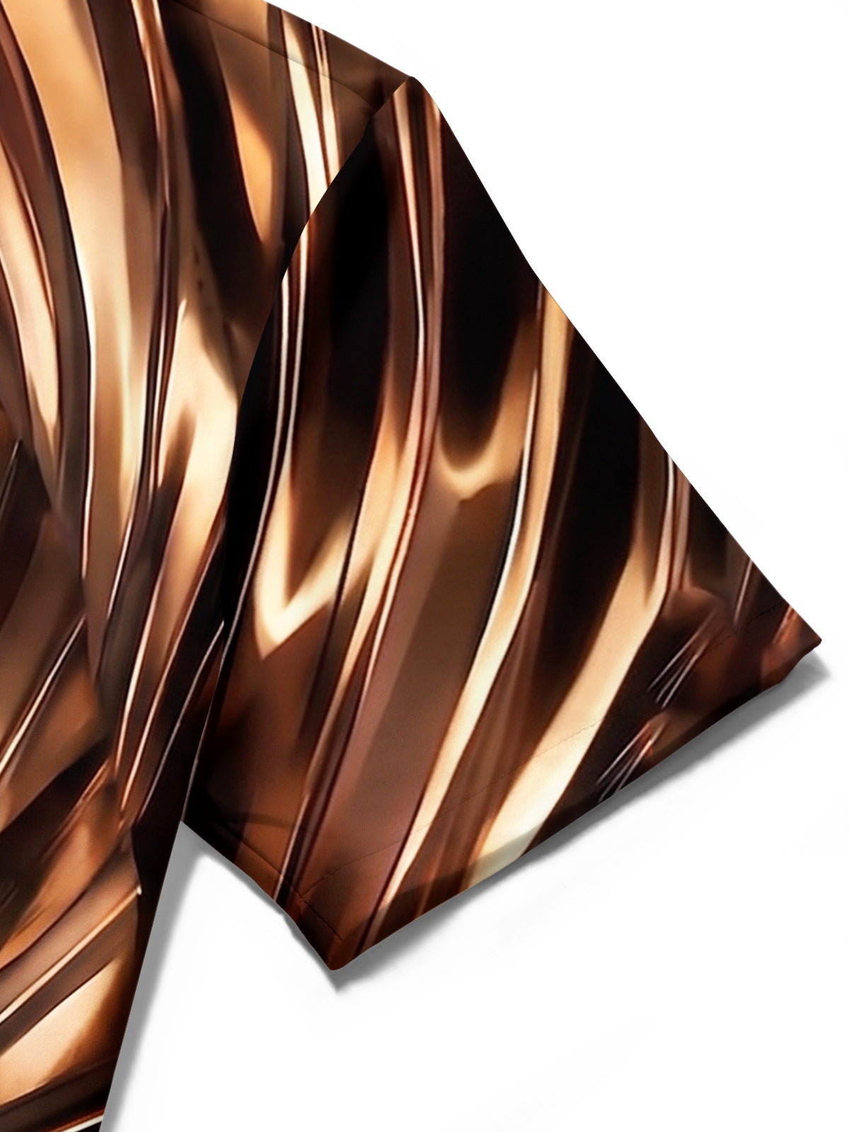 Adaychic Men's 3D Metallic Bronze Swirl Print Short Sleeve Shirt with Chest Pocket