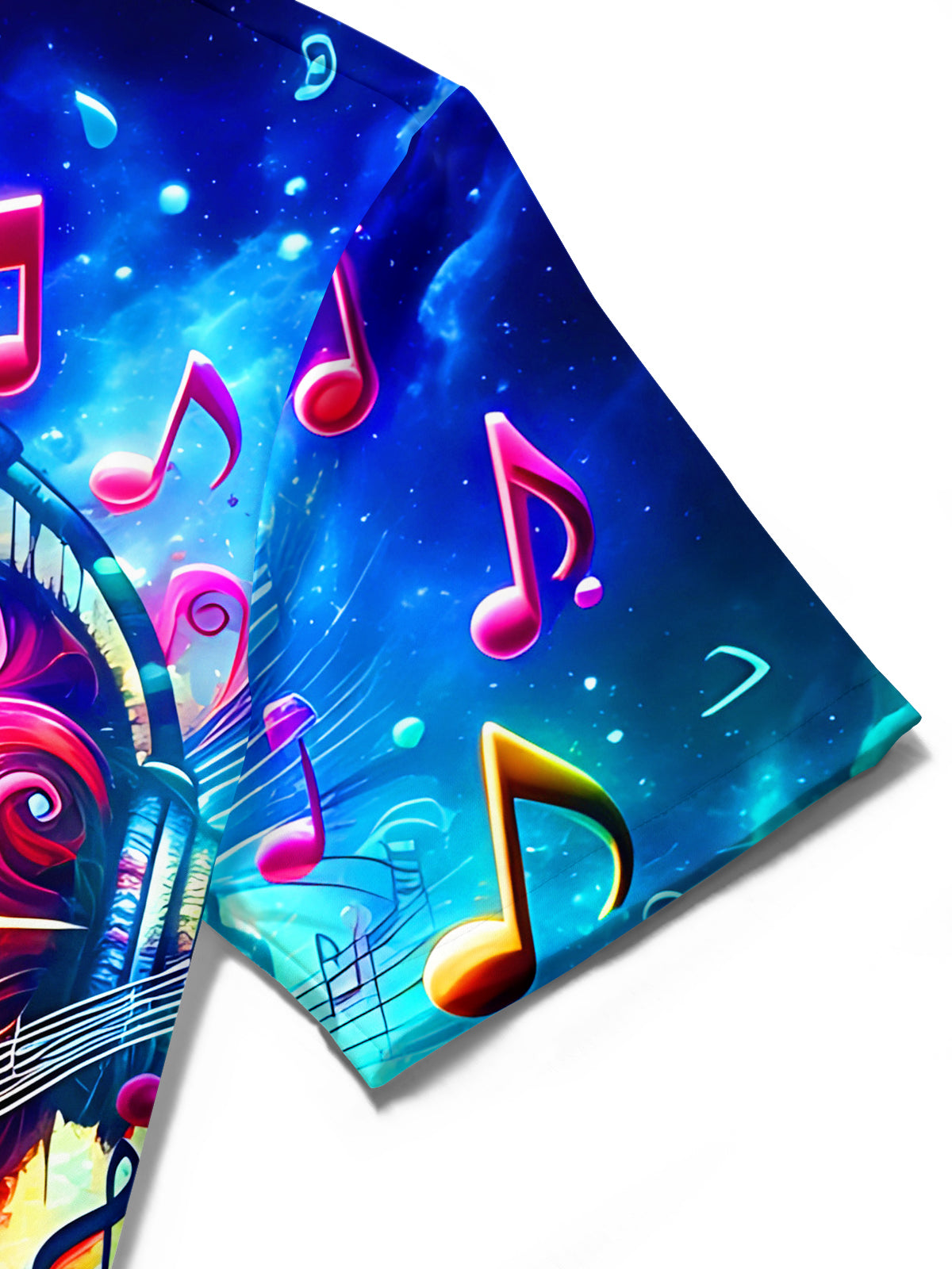 Adaychic Men's Graphic Music Notes Print Short Sleeve Shirt with Chest Pocket