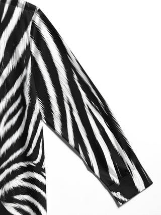 Adaychic Men's Patterned Zebra Animal Print Long Sleeve Shirt with Chest Pocket