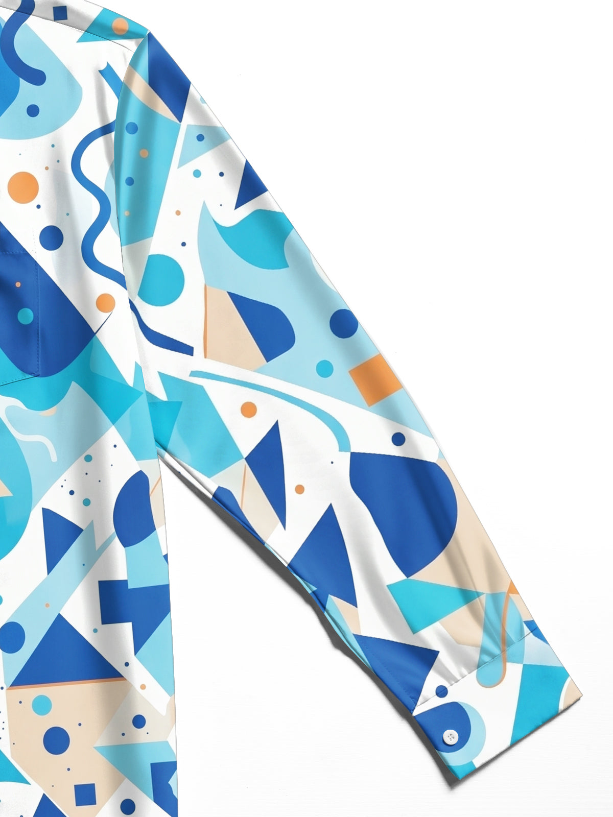 Adaychic Blue Orange Geometric Abstract Pattern Men's Pocket Long Sleeve Shirts