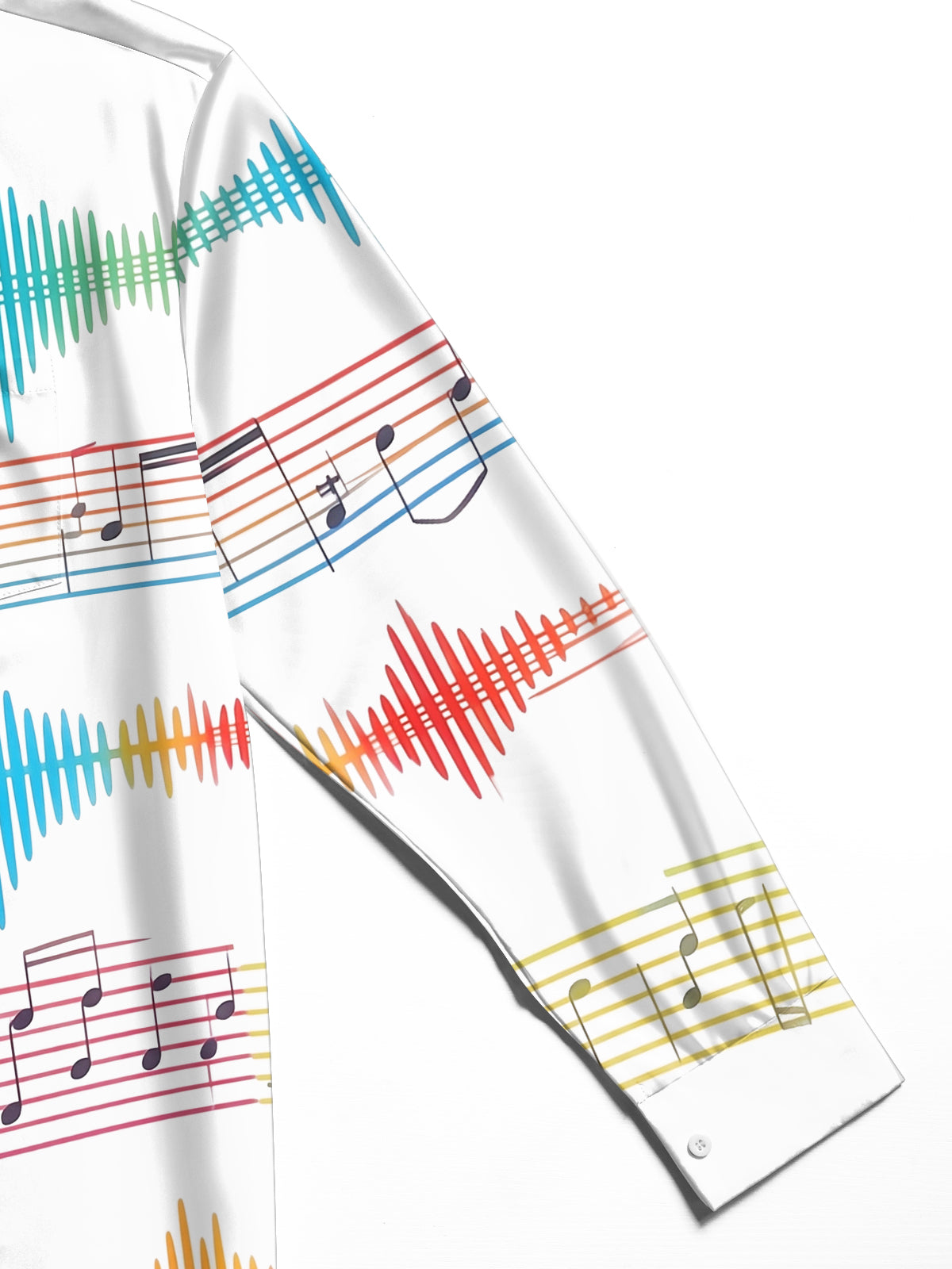 Adaychic Men's Graphic Colorful Music Notes Print Long Sleeve Shirt with Chest Pocket