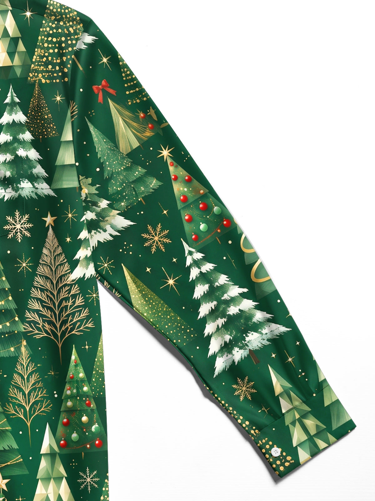 Adaychic Men's Printed Christmas Trees And Ornaments Print Long Sleeve Shirt with Chest Pocket