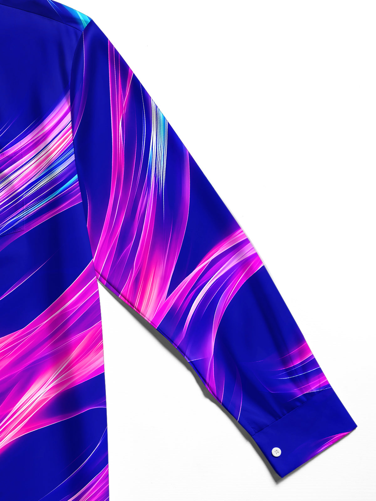 Adaychic Men's Patterned Abstract Wavy Light Streaks Print Long Sleeve Shirt with Chest Pocket
