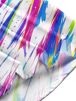 Adaychic Men's Tie Dye Rainbow Paint Splatter Print Long Sleeve Shirt with Chest Pocket