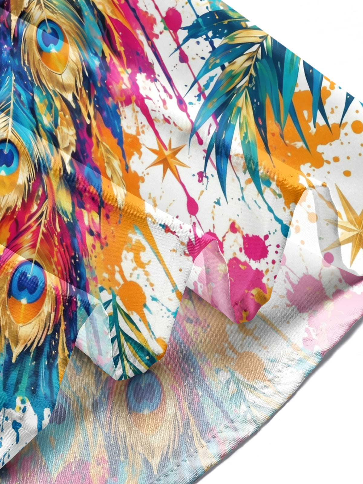 Adaychic Men's Hawaiian Peacock And Palm Leaves Print Long Sleeve Shirt with Chest Pocket