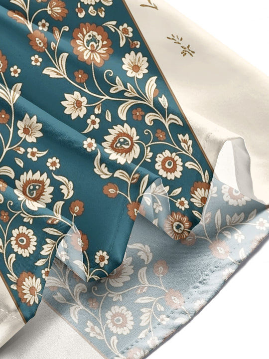 Adaychic Men's Vintage Style Vintage Floral Vine Pattern Long Sleeve Shirt with Chest Pocket