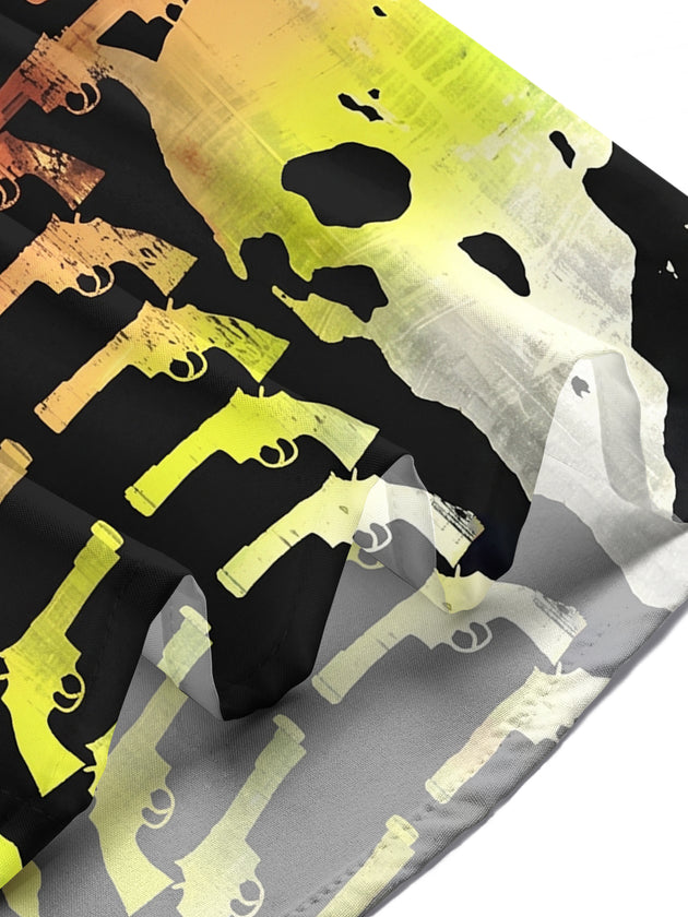 Adaychic Men's Graphic Skull Print Skeleton Design Print Short Sleeve Shirt with Chest Pocket