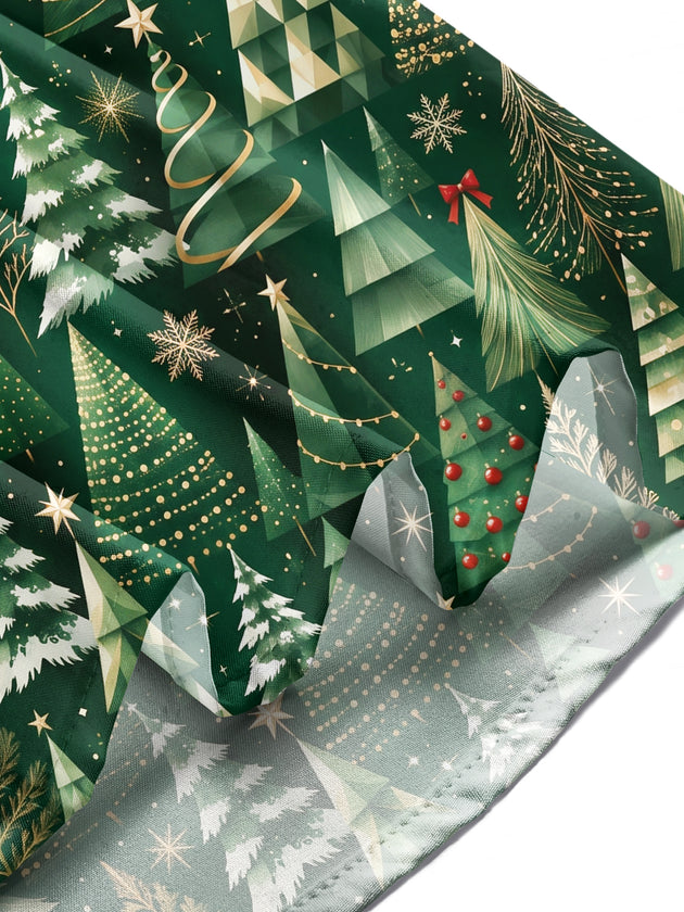 Adaychic Men's Printed Christmas Trees And Ornaments Print Long Sleeve Shirt with Chest Pocket