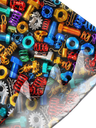 Adaychic Men's Colorful Hardware Screws And Nuts Print Long Sleeve Shirt with Chest Pocket