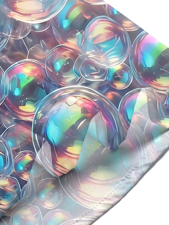 Adaychic Men's 3D Iridescent Bubbles Print Short Sleeve Shirt with Chest Pocket