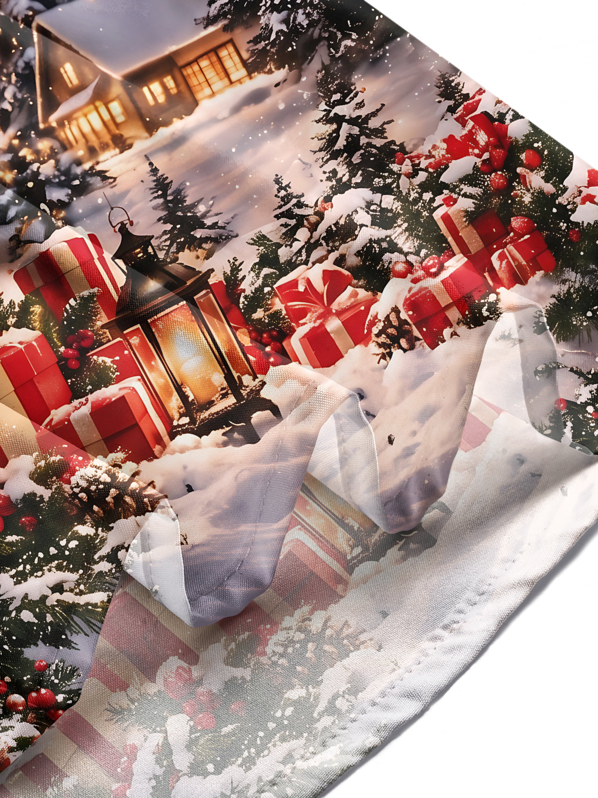 Adaychic Men's Long Sleeve Shirt - Christmas Winter Reindeer And Snowy Cabin Scene Print with Chest Pocket