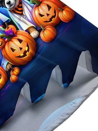 Adaychic Men's Graphic Halloween Dogs In Costumes Print Short Sleeve Shirt with Chest Pocket